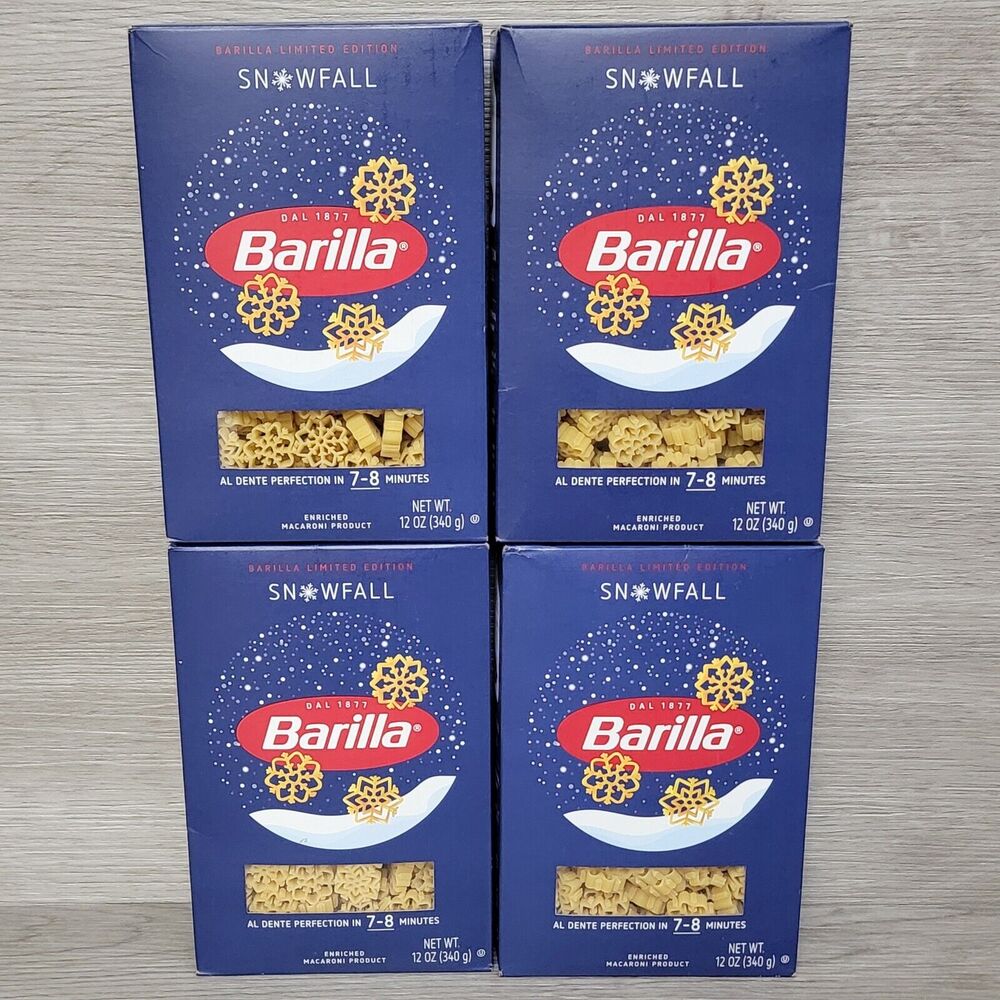Barilla Snowfall Snowflake Shaped Pasta Limited Edition Holiday 12 oz Lot of 4